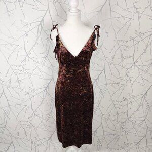 Annex Paisley Printed Velvet Tie Strap Y2K Midi Dress